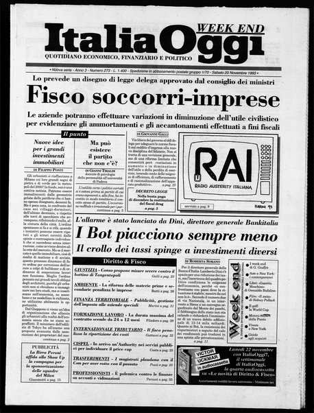 Italia oggi : quotidiano di economia finanza e politica